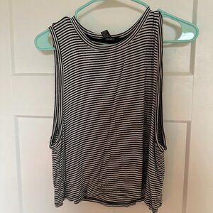 Forever21 Black and White Striped Tank